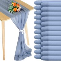 Chumia 24 Pack Chiffon Table Runners Romantic Sheer Table Decorations Long Tulle Runner for Wedding Bridal Shower Party Supplies Decor