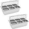 Countertop Food Serving Condiment Display Container, 6 Pans, 2 Pack