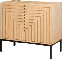 JONATHAN Y Rowan 36" Geometric 2-Door Bathroom Vanity Cabinet Only, Oak, 18" Depth, 33" Height, Matte Black Steel Legs, Adjustable Interior Shelf, Soft-Close Hinge, Sink Basin Not Included
