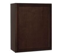 Hampton Bay Shaker 24 in. W x 12 in. D x 30 in. H Assembled Wall Kitchen Cabinet in Java