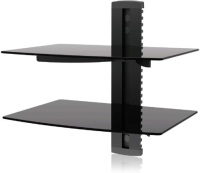 Case of (5)&nbsp;Floating Wall Mounted 2 Level Glass Entertainment Shelves&nbsp;- New