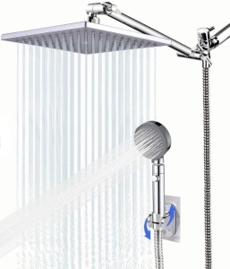8" Rainfall Shower Head with 11" Extension Arm and 3 Setting Handheld Combo - New
