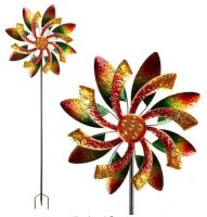 Alpine Corporation 64 in. Tall Floral Windmill Stake with Jeweled Kinetic Spinner