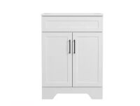 Glacier Bay Southfield 25 in. Single Sink Freestanding Bathroom Vanity in White with Engineered Solid Surface Top