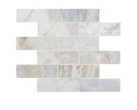 Case of (10) Capri Blue Subway 12 in. x 12 in. x 0.38 in. Honed Marble Mesh-Mounted Mosaic Floor and Wall Tile