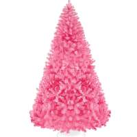 Artificial Pink Christmas Tree, Unlit Pine Design w/Easy Assembly