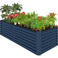 Outdoor Metal Raised Garden Bed for Vegetables, Flowers, Herbs - 8x4x2ft