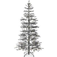 6' Black Pre-Lit Sparse Flocked Christmas Tree w/ 2-in-1 LEDs, Cordless Connection