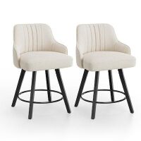VINGLI 24H Swivel Barstools Fabric Leather Upholstered Set of 2 - One Chair Missing Hardware