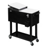 80 Quart Portable Outdoor Patio Rolling Cooler Cart Black