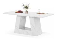 BYBLIGHT Roesler White Engineered Wood 63 in. Pedestal Dining Table Seats 4-6
