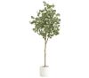 Nearly Natural 72 in. Green Artificial Eucalyptus Tree in White Decorative Planter