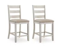 Signature DESIGN BY ASHLEY Skempton Beige Polyester Counter Height Bar Stool, 2 Pack