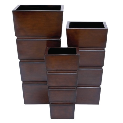 Set of 3 Contemporary Rectangular Iron Planters. Appear New