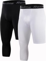 2 Pack Men's 3/4 One Leg Compression Capri Tights Pants Basketball Athletic Running