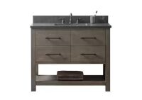 SUDIO Windwood 42 in. Single Sink Freestanding Bathroom Vanity in Smoke Gray with Blue Limestone Top