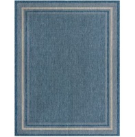 Unique Loom Outdoor Soft Border Blue 9' 0 x 12' 0 Area Rug