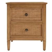 Home Decorators Collection Marsden Patina Wood Finish 2-Drawer Rattan Cane Nightstand