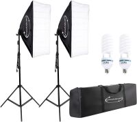 Softbox Lighting Kit, Studio Lights with 2 135W Bulbs 5500K