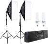 Softbox Lighting Kit, Studio Lights with 2 135W Bulbs 5500K