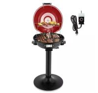 1600W Electric Countertop BBQ Grill Portable Double Layer Electric Grill with Stand in Red