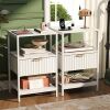 VINGLI 15W Nightstand Set of 2 with Charging Station and Fluted Drawers