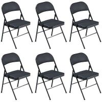 Folding Chair Steel Upholstered Padded Seat and Back 6 Pack