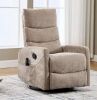 Khaki Chenille Heat Massage Manual Recliner Chair with Rocker and Swivel