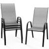 VINGLI 4 Pack Outdoor Stackable Dining Chairs with Comfortable Sling High Back Chairs