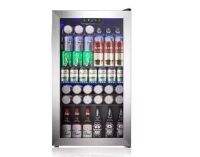 17.3 in. Single Zone-130 Can Freestanding Beverage and Wine Cooler in Silver, LED Light, UV Protection