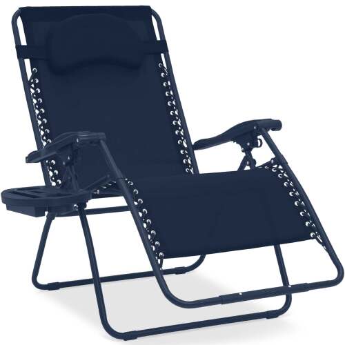 Oversized Reclining Zero Gravity Chair Lounger w/ Cup Holder, Pillow