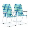VINGLI Classic 2 Pack Blue Metal Beach Chair Outdoor Beach Chair Portable Dining Chair
