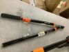 Fiskars 34 in. Stand up 4 Claw Long Handle Weed Puller Tool & 1-1/2 in. Cut Capacity Low-Friction Steel Blade, 28 in. Bypass Lopper with Non-Slip Handles - 4