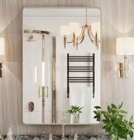 24 in. W x 36 in. H Rectangular Silver Aluminum Alloy Framed Wall Mirror