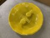 Liv & Skye Yellow 11 in. x 2 in. Stoneware Flower Bird Bath with Birds and Scalloped Edge - 2