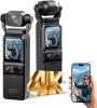 4K Vlogging Camera Mini Action Camera 180&deg; Rotating Pocket Body Cam with Audio & Video Handheld POV Cameras with Stabilization, Touch Screen