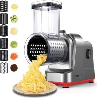 Electric Cheese Grater, Salad Maker With 6 Different Shapes of Blades, 250W Electric Slicer Shredder, Electric Salad Machine for Cheeses, Fruits, Vegetables