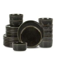 STONE LAIN Eden 24-Piece Charcoal Grey Stoneware Dinnerware Set (Service for 8)