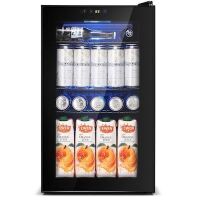 16.9-Inches W 24 -Can Capacity Black Tempered Glass Freestanding Indoor Beverage Refrigerator 2.3cu ft