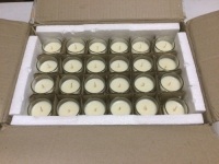 Stonebriar 48 Pack Unscented Long Burning Clear Glass Wax Filled Votive Candles. Appears New