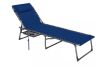 Outsunny Metal Folding Chaise Lounge Chair, 5-Level Adjustable with Headrest, Side Pocket Dark Blue