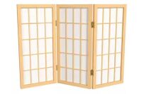 Red Lantern 2 ft. Short Desktop Window Pane Shoji Screen, Natural, 3 Panels