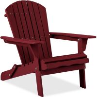 Folding Adirondack Chair Outdoor, Wooden Accent Lounge Furniture w/ 350lb Capacity