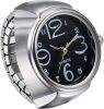 JewelryWe Finger Watch Analog Quartz Ring Watch Elastic Silver Band