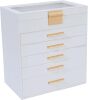 BOOVO Jewelry Boxes for Women, White and Black 6 Layer Large Jewelry Box for Necklace, Bracelet, Earrings, Rings Storage, Jewelry holder Organizer for Girls Gift (Clear White, 6 layer)