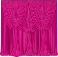4 Panels Hot Pink Backdrop Curtains for Wedding Party Wrinkle Free Backdrop Curtain Drapes Fabric Decoration Fuchsia Photo Back Drop Cloth for Baby Shower Photography Stage Reception