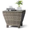 VINGLI 19W x 20H Wicker Outdoor Storage Box Side Table with Lid, 13 Gallon