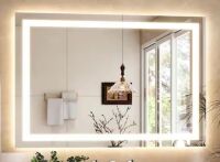 Morden White 36 in. W x 48 in. H LED Light Rectangle Anti Fog Frameless Vanity Wall Mirror