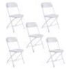 Case of (5) White Folding Plastic Chairs, 330lbs Capacity&nbsp;