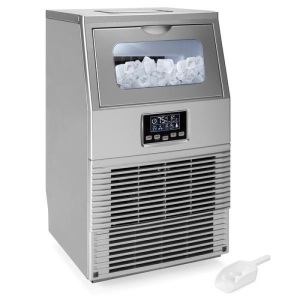 66lb/24hr Automatic Portable Stainless-Steel Ice Maker Machine w/ Ice Scoop. Appears New